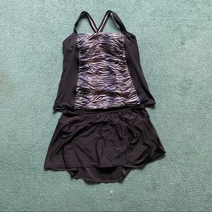 Tankini w/ Skirt Zebra Plus Size Swimsuit